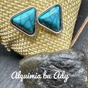 Alquimia by Ady Turquoise Triangle Earrings
